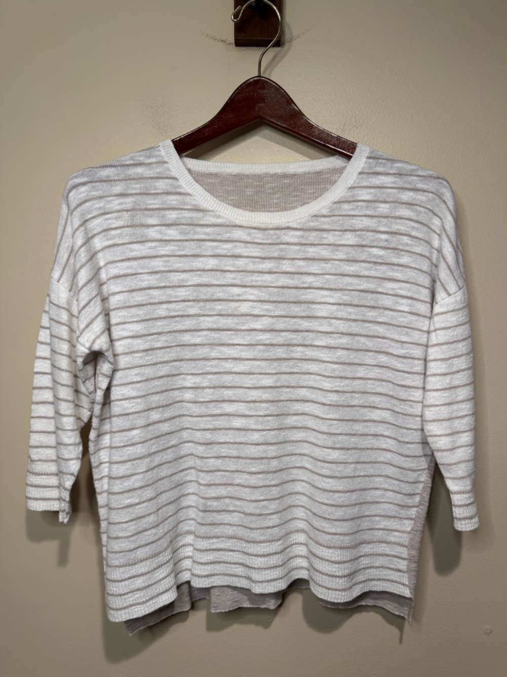 Eileen Fisher Organic Linen & Cotton Striped Top Size ? Natural Tan Sustainable